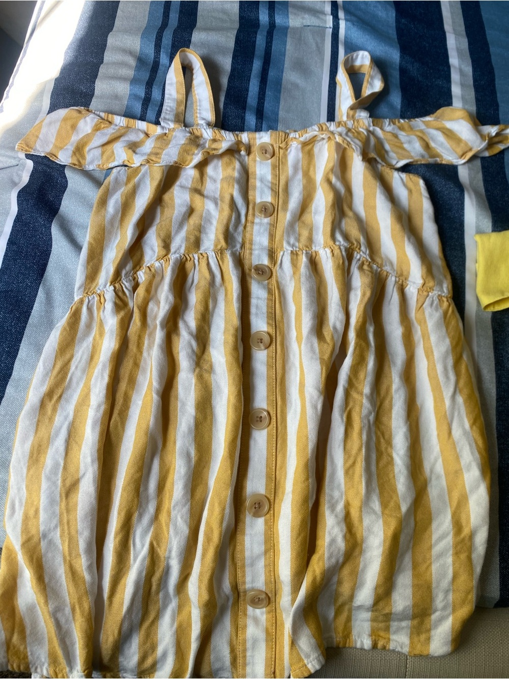 Isabel Maternity by Ingrid & Isabel Yellow and White Striped Button Skirt